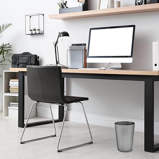 HOLDN’ STORAGE Small Trash Can - 1.58 Gallon Open Top Waste Bin, Compact Waste Can Perfect for Bathroom, Kitchen, Office, Dorm - Durable Garbage Can - Silver Brushed