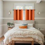MIULEE Short Fall Curtains for Windows - Orange Blackout Half Window Curtains Thermal Insulated Privacy Drapes for Kitchen Bedroom Bathroom Grommet Top Small Basement Tiers W40 x L36 Inch 2 Panels