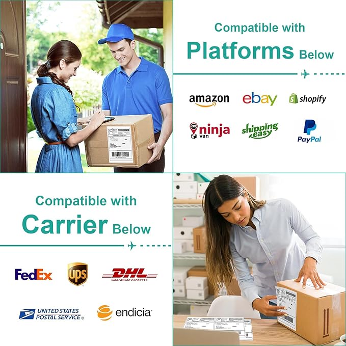 MFLABEL Half Sheet Shipping Labels 2-UP (100 Labels, 8.5"x5.5") - Round Corner Laser/Inkjet Labels for FedEx, UPS, Amazon FBA Strong Adhesion Corrugated Box Labels