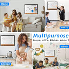 Dry Erase Calendar Whiteboard, 17" x 13" Magnetic Whiteboard Cork Board Combo, Reusable Monthly Planner with 8 Markers, Eraser, Magnets and Pushpins, Hanging Dry Erase Board for Home, School - Black