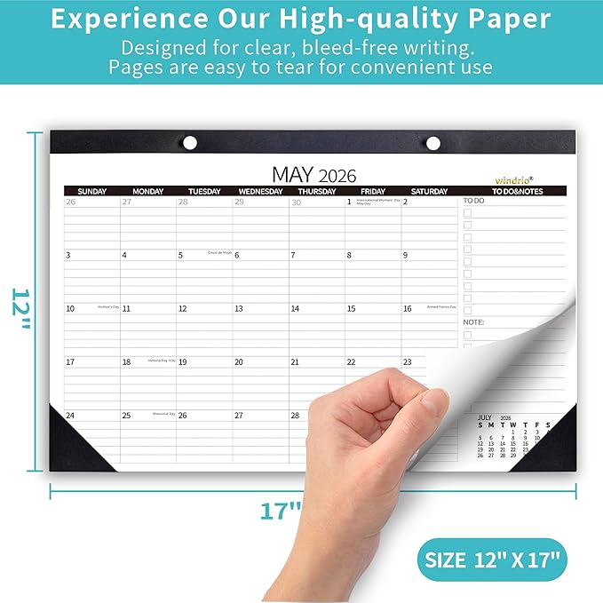 Desk Calendar 2026 Wall Calendars, July 2025 - December 2026 Monthly Planner Paper Office Desktop 17"X 12", 18-Months, Planning and Organizing Home, School, Office, Holiday, Vacation