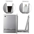 Pull-Out Trash Drawer Stainless Steel Outdoor Kitchen Trash Drawer Storage for Two 10 Gallon Commercial Wastebaskets (W/handle-17x23x16)