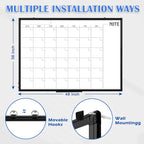 WALGLASS Dry Erase Calendar Whiteboard, 48" x 36" Monthly Large Dry Erase Calendar for Wall, Double-Sided Hanging White Board with Black Aluminum Frame for Home, School, Office, Kitchen