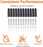 Amazon Basics Low Odor Ultra Fine Tip Dry Erase White Board Markers, Black, 12-Pack