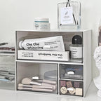 Desk Drawer Organizer, Stackable Storage Drawers, Plastic White Desk Organizers Great for Makeup Storage Bathroom Organization Accessories Etc - Large 1 Drawers (White)