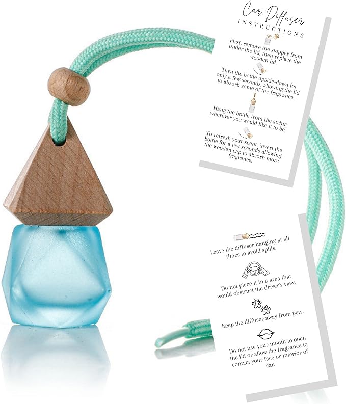 Car Diffuser Instruction Cards | Physical Printed 2" x 3.5" inches Business Card Size | Car Diffuser Supplies | White with Black Design