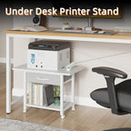 22"x15" Large Printer Stand with Storage Drawer, 2-Tier Under Desk Table for Home Office, Fits Fax Machine/3D Printer/Scanner (White)