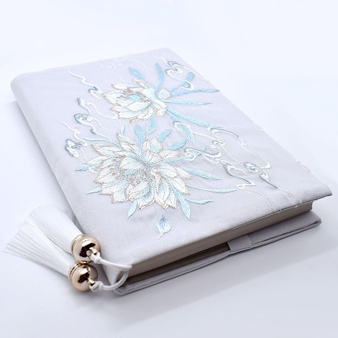BLBMH Book Covers for Paperbacks Book Cover for Privacy Fit for 5.5x8.5 inch Embroidered Book Jacket Adjustable Book Sleeve Cover Fabric Softcover Protector for Notebook - Epiphyllum 8.5in