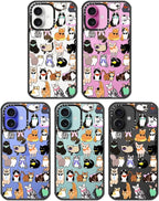 MOSNOVO Case for iPhone 16, [10ft 4X Military-Grade Drop Protection] Durable & Shockproof Phone Case Cover Design for iPhone 16 - Cute Cats - Clear Black