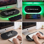 TSJ OFFICE Glass Desktop Whiteboard - 17 X 7 Inches Small Dry Erase Board with Green Light, Black Glass White Board Surface Notepad with 1 Drawer, Desk Organizers for Office, Home, School Supplies