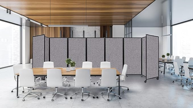 Versare Room Divider 360 Portable Wall Partition | Folding Panels | Large Freestanding Divider | Locking Wheels | Temporary Room Separator