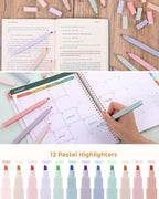 SKYDUE Cute School Supplies 44 PCS, Aesthetic Pencil Case with 12 Pastel Highlighters, 5 Black Gel Pens, 6 Color Gel Pens & Mechanical Pencils, College Essentials Students Stationary Set Green