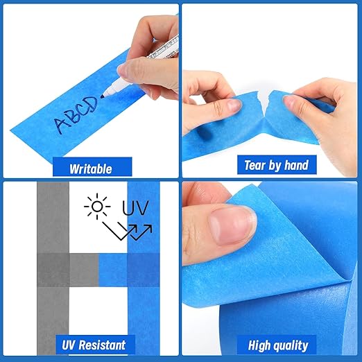 5 Rolls Painters Tape 2 Inch Wide, Blue Painters Tape Bulk 1.89In × 55Yd × 5 Rolls Blue Tape, Multi-Surface Masking Tape for Wall Painting Edge Treatment DIY Crafts, Total 275 Yards