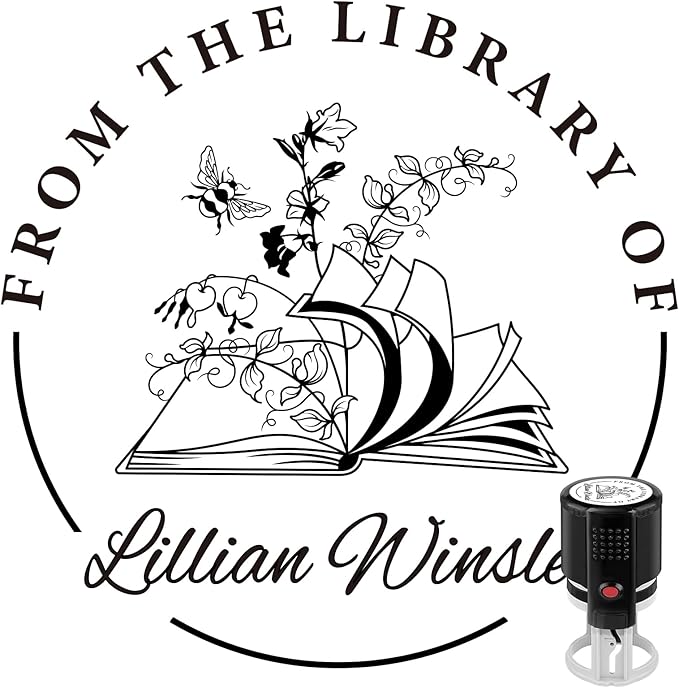 Custom Self-Inking Stamps | Personalized Book Stamp Gift for Book Lovers | 5 Ink Colors (Style11)