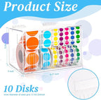 10 Disks Adjustable Label Dispenser with Lid 7.7 * 5.5 * 5.2 Inches Acrylic Sticker Dispenser Sticker Roll Holder for Holding Multi-Label Sticker Tape Date Markers Label Office (Not Include Sticker)