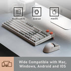 LOFREE Touch PBT Wireless Mouse with USB Receiver, Bluetooth, Wired Connection, Rechargeable, 4000 DPI with OLED Screen Compatible with Glass Surface for Mac Windows PC Notebook/Block Retro Grey