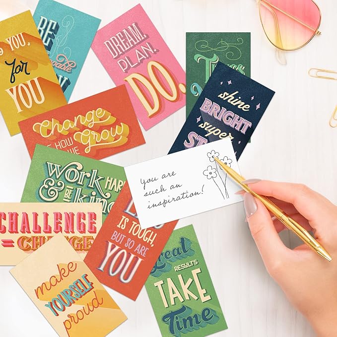 Vintage Word Art Mini Quote Cards / 2" x 3.5" Flat Business Card Size / 50 Uplifting Cards / 25 Small Motivational Encouragement Card Designs/Made In The USA