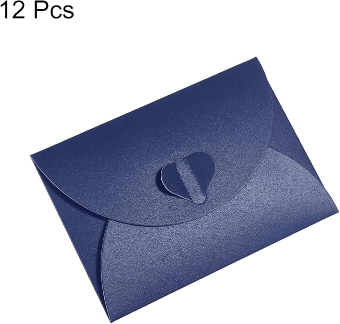 PATIKIL Gift Card Envelopes, 12 Pack Heart Shaped Clasp Small Gift Cards Holder Mini Envelope for Birthdays Weddings, Dark Blue