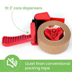 Eco-Friendly Kraft Paper Tape, Biodegradable Heavy Duty Packing Tape 2Inch x 55Yard, Recyclable Packaging Tape Self Adhesive Box Tape for Shipping, Sealing, Moving & Masking, 6Rolls