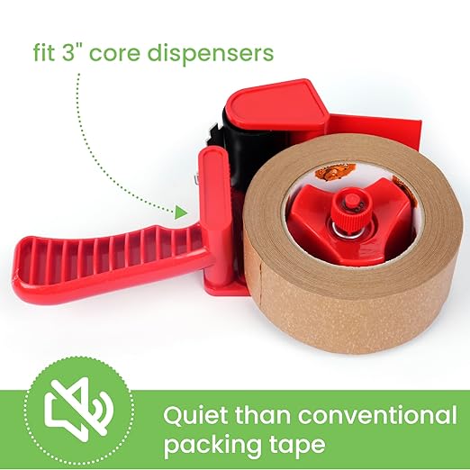 Eco-Friendly Kraft Paper Tape, Biodegradable Heavy Duty Packing Tape 2Inch x 55Yard, Recyclable Packaging Tape Self Adhesive Box Tape for Shipping, Sealing, Moving & Masking, 6Rolls