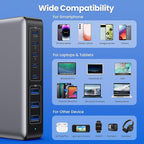 USB C Charger 300W USB C Charger Block 8-Ports GaN IV Fast Charging Station,PD 100W Laptop Hub Wall Charging Adapter Compatible with MacBook/Air,DELL,Steam Desk,iPhone 16/15/14,Samsung Galaxy S24 etc