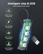 Acer USB Hub 4 Ports, Multiple USB 3.0 Hub, USBA Splitter for Laptop with Type C Power Port, Extender for A Port Laptop, PC, Desktop and More (2ft)