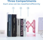M&G Adjustable Bookends Book Ends for Shelves, Metal Bookend for Heavy Books, Desk Magazine File Organizer Holder Extends up to 20in, Book Stopper for Home, Office, Classroom (Pink)