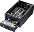 Hybrid 2.5/3.5" SATA HDD/SSD+3* M / B+M Key M.2 NVMe Enclosure with Cooling Fan and USB A/C 3.2 Gen 2 (10Gbps), Hard Drive Enclosure Support 46TB(22TB HDD+3*8TB 2230/2242/2260/2280/22110 SSDs)