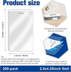 200 Pieces 5 Mil 2 1/2" x 4 1/4" Luggage Laminating Pouches Without Rope Clear Thermal Laminate Pouch Tags with Slot Hole for Pass Cards Student ID (200, 5 Mil-No Loops)