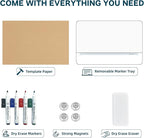 J&J worldwide Magnetic Glass Whiteboard Brilliance White Dry Erase Board 6' x 3', Large Frameless Glass White Boards for Walls, Includes Magnets, Marker Tray, Eraser for Office, Home, School