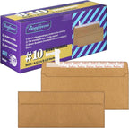 120 Pack #10 Brown Kraft Security Envelopes 4-1/8 x 9-1/2 inches Self Seal