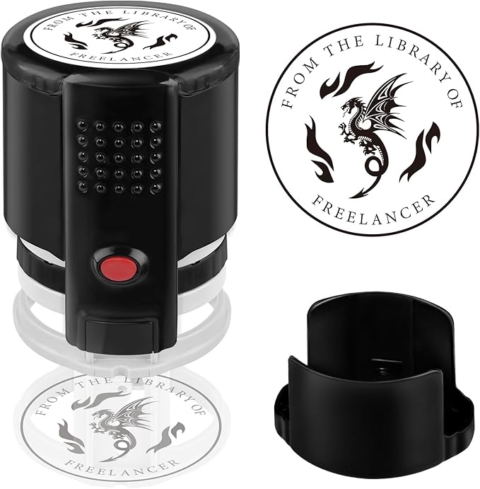 Custom Ink Stamp | Personalized Self Inking Stamp Gifts for Book Lovers, Readers, Teachers | 5 Ink Colors (Design-01)