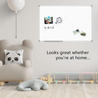 JILoffice Magnetic Dry Erase Planning Board, Grid Pattern White Board 48 x 36 Inch, Silver Aluminum Frame with Detachable Marker Tray for Office School and Home