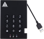 Apricorn Aegis Padlock 3.0 1TB USB 3.0 External Hard Drive, Black