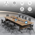 Folding Conference Table,Mobile Conference Room Tables Rolling Meeting Table with Caster Wheels,Flip Top Mobile Training Table,Foldable Rectangle Seminar Tables for Office,Classr (6pack, 70.8in)
