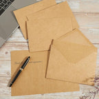 50 Pack Kraft A7 Envelopes with Cards 5x7 Thick Folded Cardstock and Gold Stickers for Greeting Cards, Wedding, Birthday, Invitations, Baby Showers (Kraft Paper, 5x7)