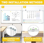 H-Qprobd Magnetic Dry Erase White Board, Dry Erase Board for Wall 48" X 36" Aluminum Frame, Hanging Whiteboard for Home, School, Office, Kitchen