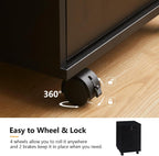 TUKAILAi Mobile File Cabinet with 3 Drawers, Lockable Storage Unit Wooden Rolling Office Filing Cabinet with Wheels, for Legal/Letter/A4 Sized Documents Home Office (Black 1PCS)