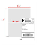 KKBESTPACK Half Sheet Shipping Labels for Laser and Inkjet Printers – 2 Per Page Self Adhesive Mailing Labels for Packages – White 8.5 x 5.5 Postage Labels for Shipping Boxes (500 Labels) (KK2LP)
