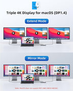 Laptop Docking Station 4 Monitors, Dual HDMI+8K DP+VGA, 10Gbps, 100W PD, 6 USB C/A Ports, Ethernet, SD/TF, LIONWEI 13 in 1 USB C Hub for MacBook/Dell/HP/Surface