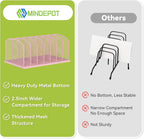 Desk File Organizer Vertical 7 Sections Mesh File Sorter Paper Storage Organizer for Desk, Office Organization File Holder Rack,Pink