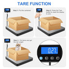 Digital Shipping Scale, 5g High Accuracy 440 lb Postal Scale with Hold and Tare Functions for Parcels/Luggage/Home, Manual/Auto Shutoff, Extended LCD Display, Batteries and AC Adapter Included