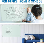 TSJ OFFICE Glass Dry-Erase Board - 36 x 24 Inches Wall Mounted Whiteboard with Magnetism, Large Frameless Glass White Board for Office, Home & School