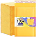 105Pack Yellow 4x8inch Kraft Bubble Mailers Small Business Mailing Packages Self-Sealing Paper Envelopes, Mailer Shipping Padded Envelopes with Strong Adhesion for Jewelry Makeup Supplies