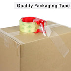 BOMEI PACK 6Rolls Clear Yellowish Packing Tape Refills, 2.4 Mil 1.88 Inch x 60 Yards, Packaging Tape with Dispenser for Moving, Shipping and Storage
