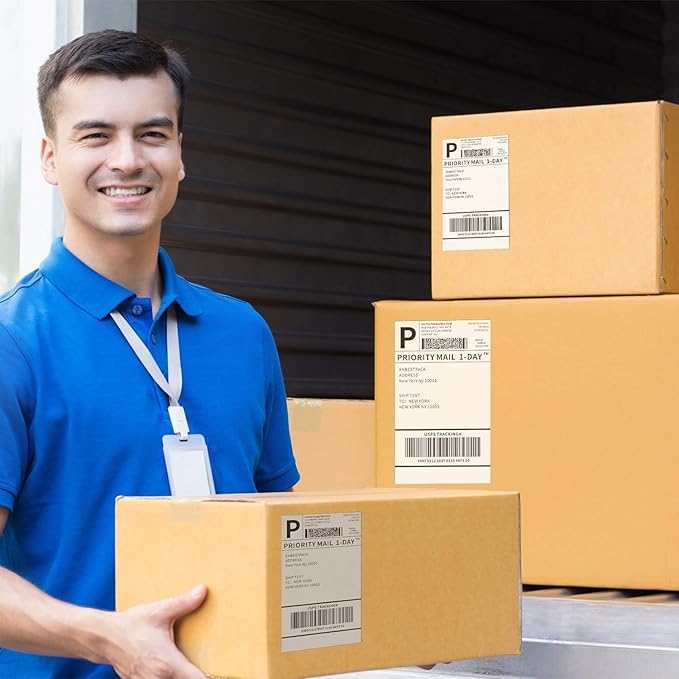 KKBESTPACK Half Sheet Shipping Labels for Laser and Inkjet Printers – 2 Per Page Self Adhesive Mailing Labels – White 8.5 x 5.5 (50 Labels)