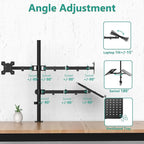 WALI Dual Monitor Stand, Laptop and Monitor Stand for 2 Screen 1 Laptop Notebook, Extra Tall Desk Mount for Monitor up to 27 inch, Notebook up to 17 inch (M002XLLP), Black