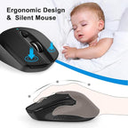 RaceGT USB C Wireless Mouse, Type C Silent Mouse for MacBook Air/Pro, 2.4G Cordless Computer Mice with 6 Buttons and 3 Adjustable DPI for Mac, Laptop, Desktop, PC