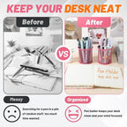 Segarty Pen Holer, 12 Pack Round Dark Pink Pencils Holder for Desk, Metal Mesh Pen Cup Container Marker Organizer Set for Office, School, Home, Desktop Storage and Organization