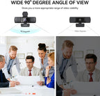 AUSDOM AF640 1080P Webcam with Microphone, 90°FOV USB PC Camera Webcam with Privacy Cover, Plug and Play Computer Camera for Online Calling/Conferencing, Zoom/Skype/YouTube, Laptop/PC